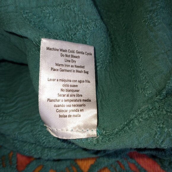 Trendy teal Boho open crochet top shirt cover up - Picture 14 of 15